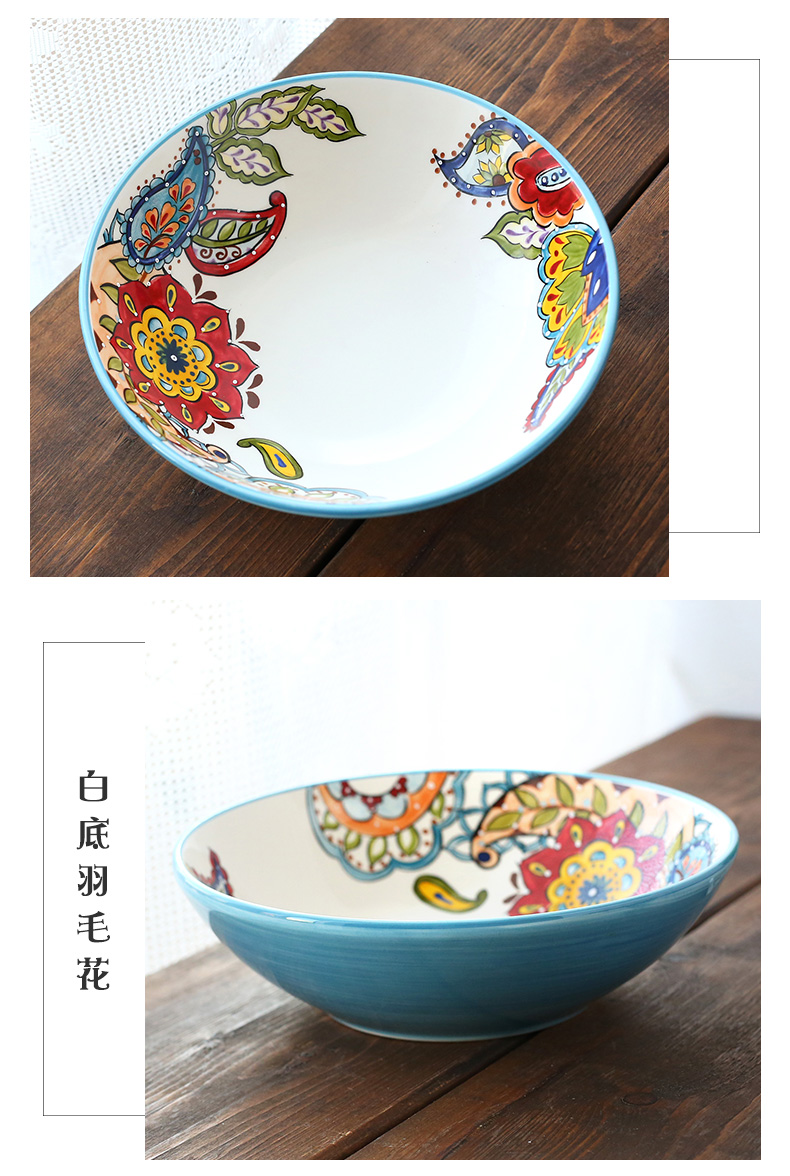 Large size ceramic soup basin Large soup bowl hotel tableware household rainbow such use small never dish of boiled fish bowl meal basin