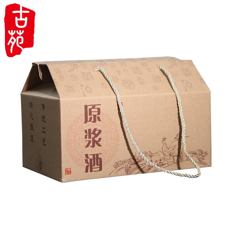 The ancient garden ceramic bottle parts half jins 6 bottles of hand carry gift box, leather box with partition within The carton