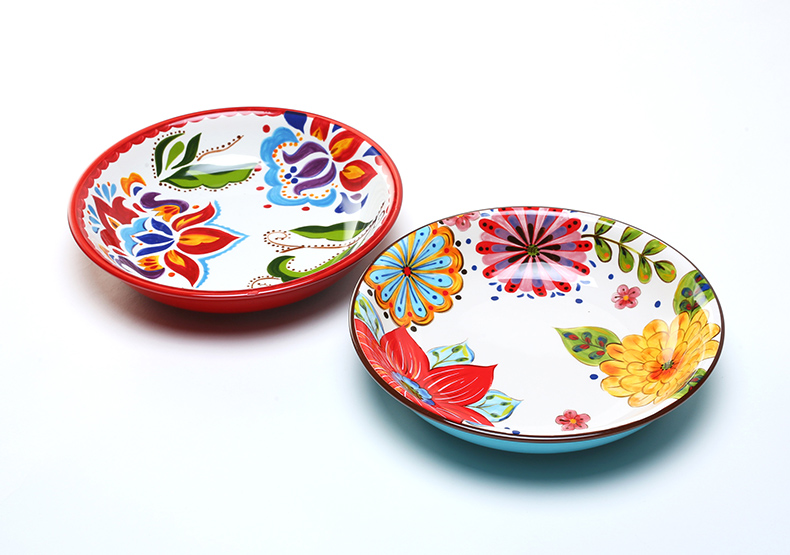 The ancient garden 8 inches of household food dish soup plate deep deep dish restaurant expressions using ceramic creative hand - made under glaze color round The table