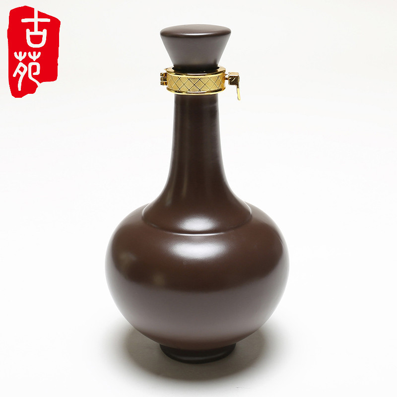 Ancient garden ceramics yixing sealing hanging glaze purple sand pottery and porcelain bottle 1 catty 500 ml of household hip archaize jugs