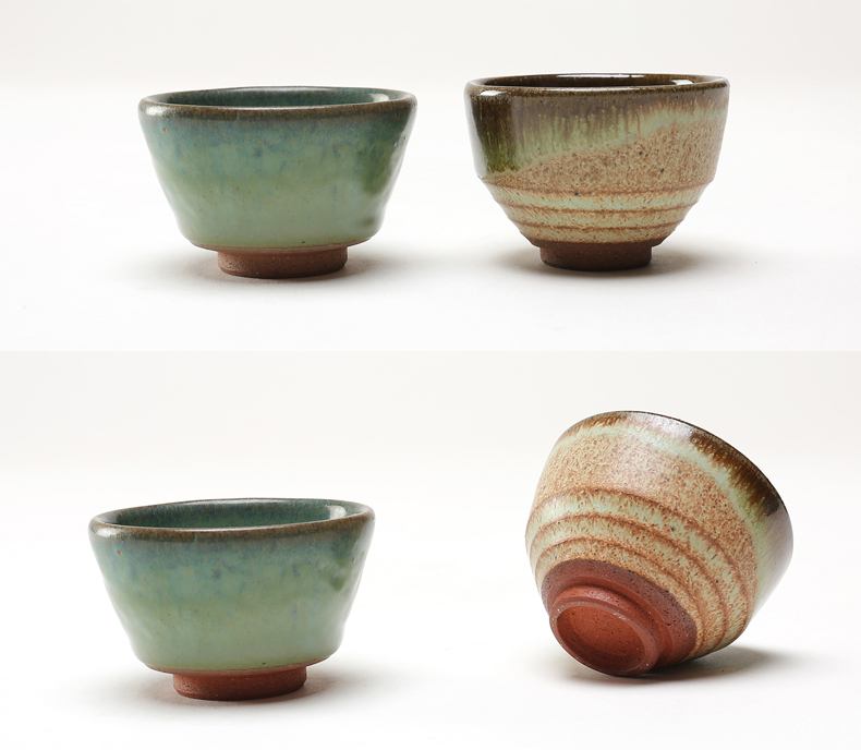 The ancient garden of coarse pottery cups Japanese kung fu tea master single building lamp cup cup of yixing purple sand pottery and porcelain tea cups