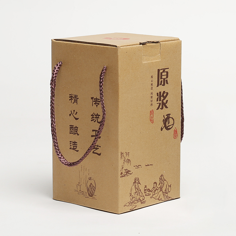 The ancient garden ceramic bottle with parts 2 jins 3 kg bottle jars with hand carry cardboard wine box packaging kraft paper box