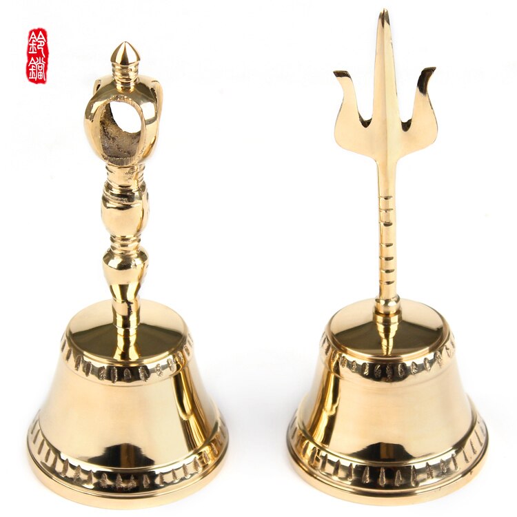 Hand-cranked copper bell Brass bell Home Feng Shui supplies Taoism Buddhist supplies Dharma craft gift decoration