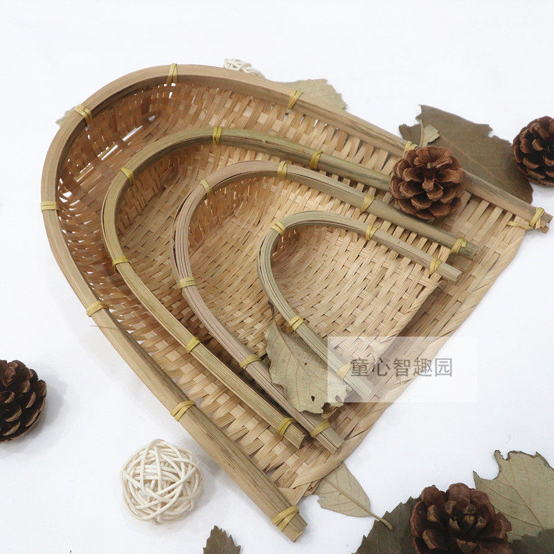 Pastoral Mori Farmhouse Country Style Kindergarten Bamboo Weaving Dustpan Basket Decoration Bamboo Weaving Hanging Ornament