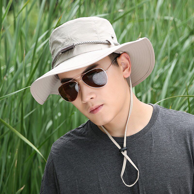 ~ middle aged hat men's outdoor leisure large hat sunscreen sunscreen hat fisherman hat mountaineering out fishing sun 