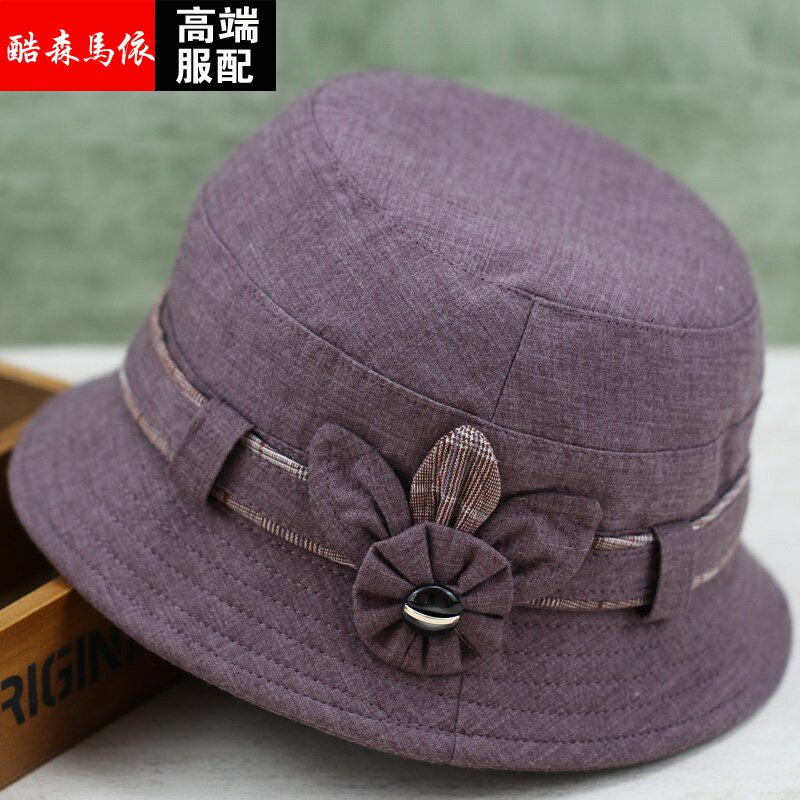 Middle aged female cap elderly cap grandma mother-in-law short-brim cotton pelvic hat fisherman hat winter windproof hat mother-Taobao