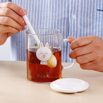 Original glass teacup with lid spoon with water Cup mug simple good morning cup cute