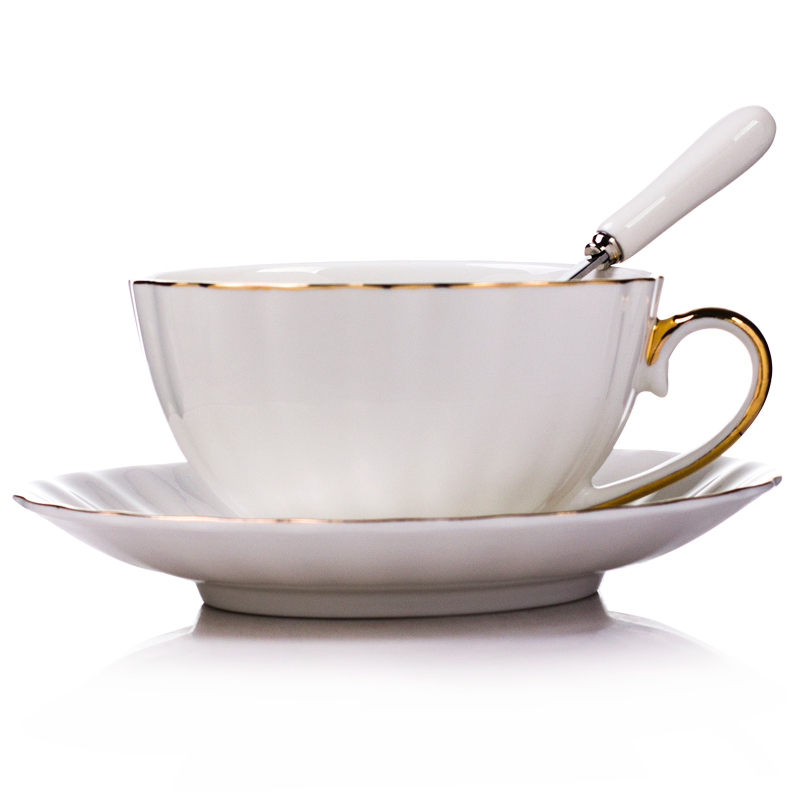 Cream ceramic cup dish spoon suit large Nordic minimal trend elegant afternoon tea