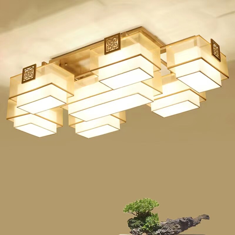 New Chinese ceiling lamp three rooms two room package rectangular living room lamp simple modern bedroom lamp Chinese wind