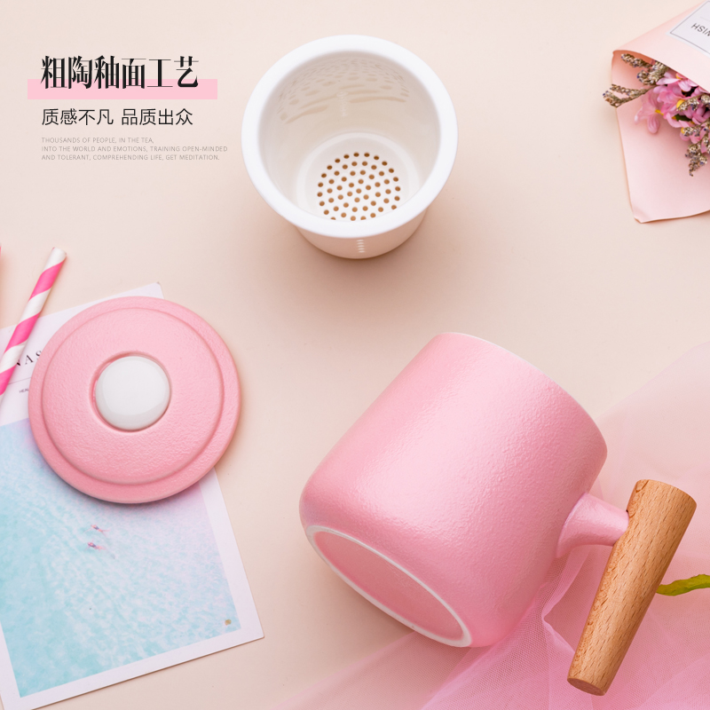 Creative ceramic cups and lovely flower tea home with men and women) filter cover spoon keller lovers ultimately responds cup