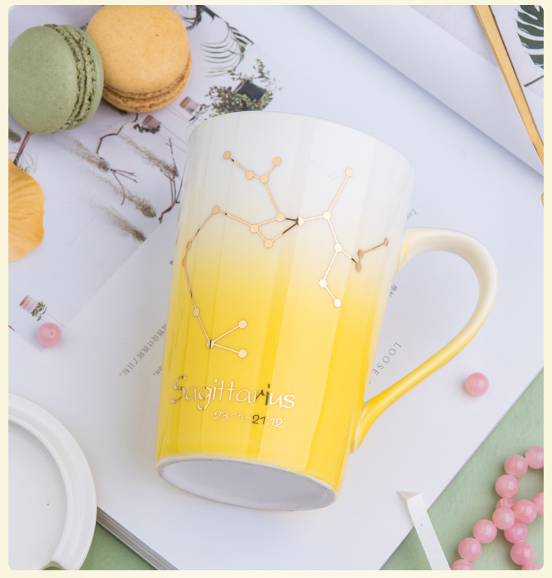 Korean express girl students mark cup with cover teaspoons of creative move ceramic cup coffee cup home office cup