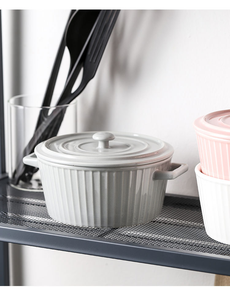 Japanese creative household ears with cover rainbow such use large student rainbow such as bowl of the big bowl of noodles bowl of ceramic tableware