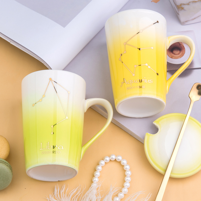 Korean creative ceramic cup, lovely schoolgirl ultimately responds cup with cover spoon keller home coffee cup gift boxes