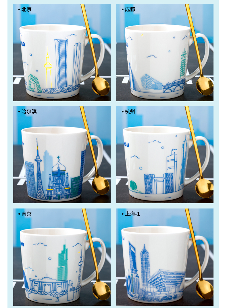 Nordic city ceramic cup move creative trend male and female students of high - capacity mark cup coffee cup