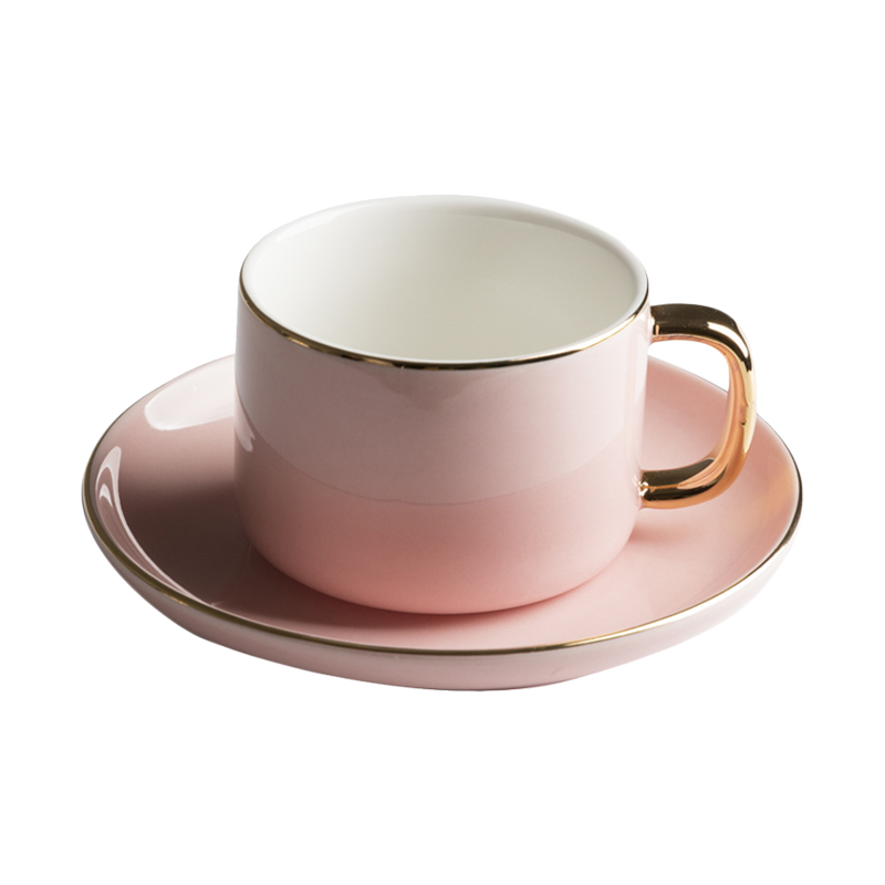 Web celebrity ins wind afternoon coffee cups and saucers European - style delicate small key-2 luxury ceramic tea set home picking cups