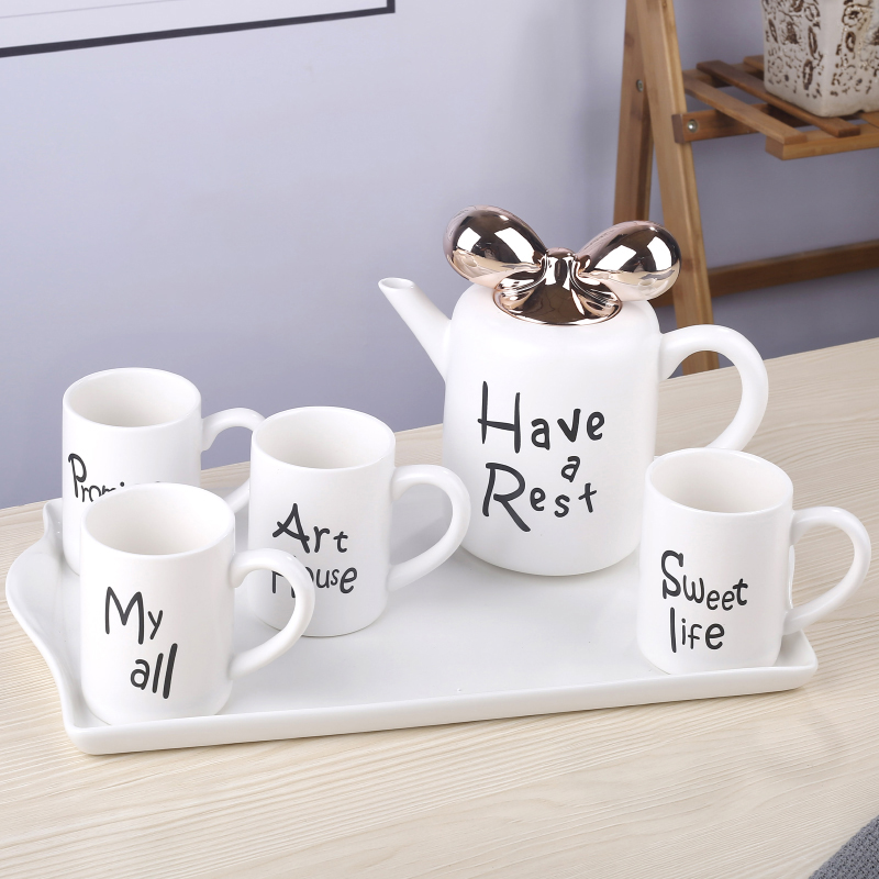 Ms. Lovely tea set creative Nordic contracted checking ceramic cups household flower pot set