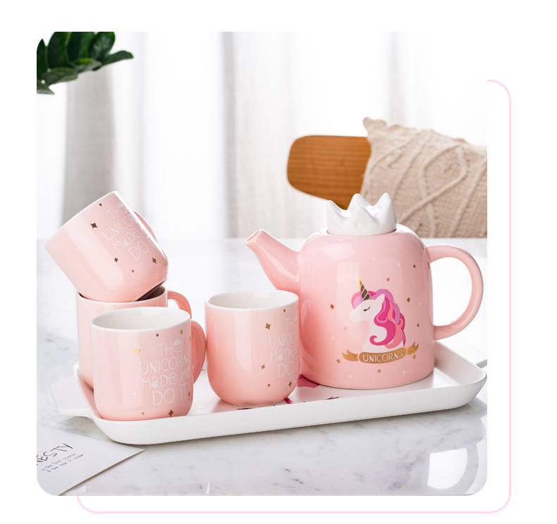 The Creative ins web celebrity unicorn mugs girl move trend ceramic cups with cover run home tea cups