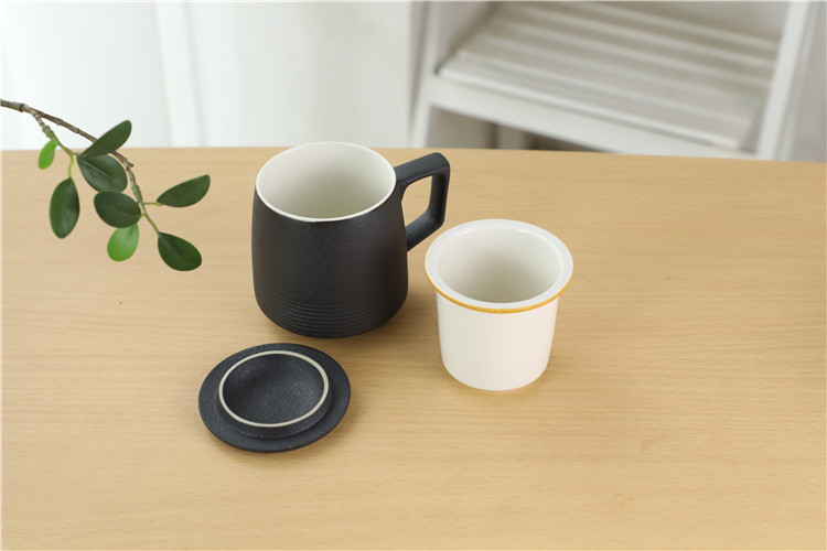 Creative Japanese ceramic cup move to restore ancient ways with cover filter mark cup home office tea cups