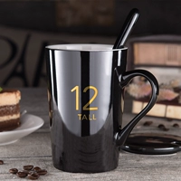 Zhenjin № 12 Черная яркая фарфоровая крышка+ложка.