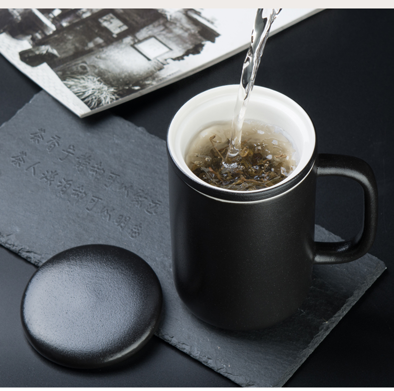 Move ceramic cup with cover filtration separation of tea cups Japanese creative office household glass tea cup