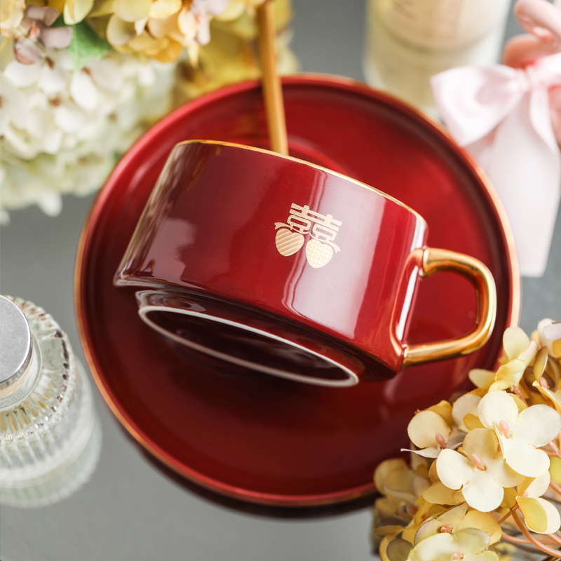 Delicate coffee cups and saucers British key-2 luxury European web celebrity stirring cup tea cup household ceramic cup