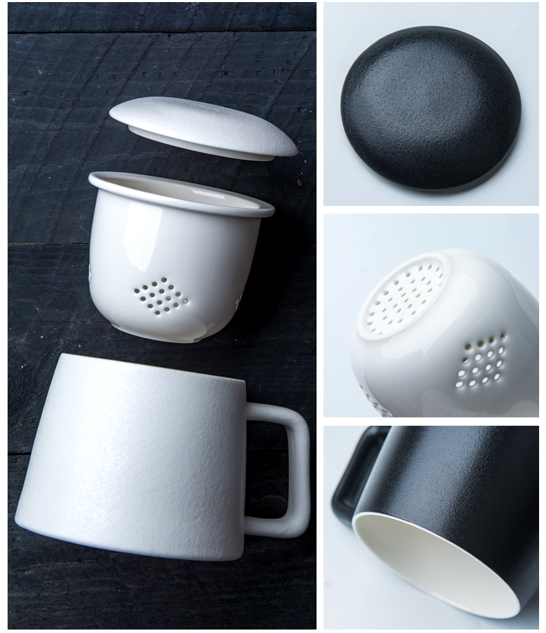 Move ceramic cup with cover filtration separation of tea cups Japanese creative office household glass tea cup