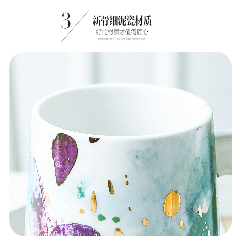 Creative move European - style ins wind trend ceramic cup coffee cup with cover students home mugs