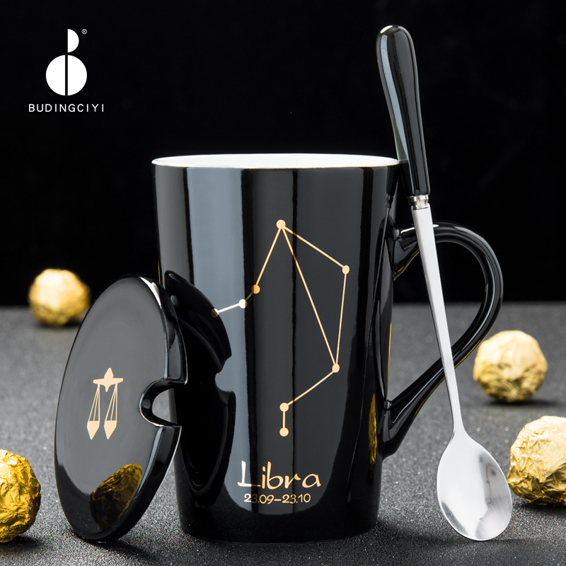 Creative move with cover glass ceramic keller spoon tide lovers ultimately responds a cup of coffee cup men 's and women' s cup