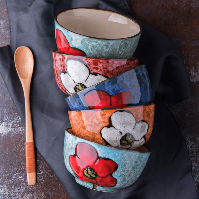 Japanese variable glaze rice bowls hand - made ceramic bowl tableware creative move household small dish bowl of soup bowl to eat bread and butter