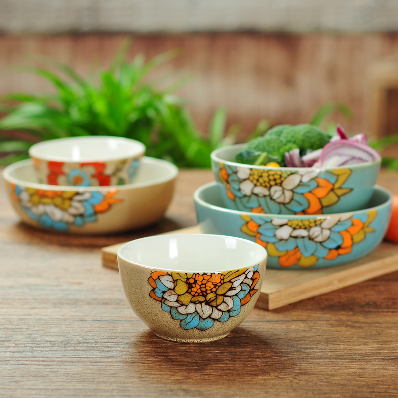 Chinese hand - made ceramic tableware suit household large ceramic bowl of soup bowl mercifully rainbow such as bowl bowl bowl creative cuisine