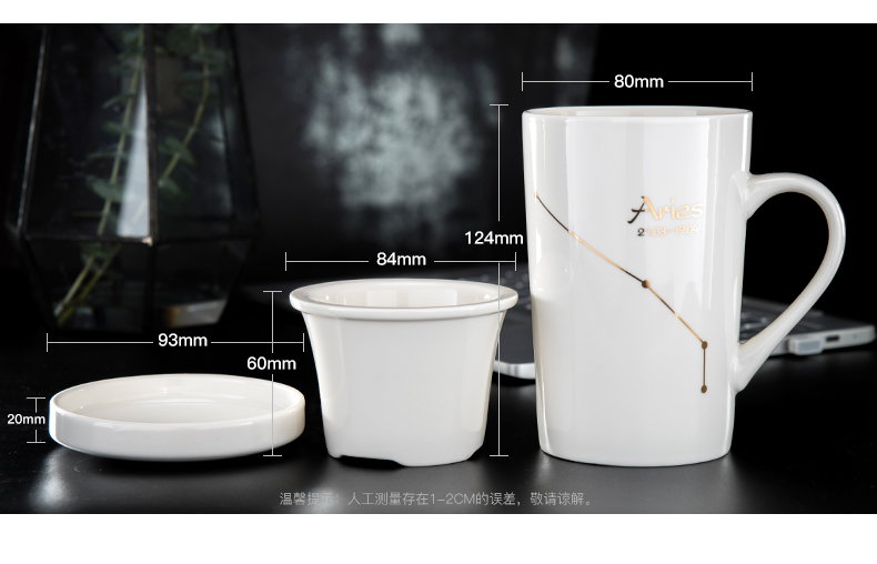 Creative glass ceramic tea cup of filtered coffee cup mark cup with cover glass office spoon move trend