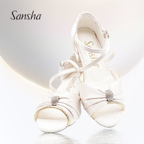Sansha Sansha childrens Latin dance shoes girls soft-soled ballroom dance national standard dance shoes sandals