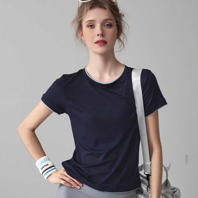 Iuiu Yogo Yoga Wear Slim-Fit Short-Sleeved Fitness Wear Quick-Drying Pilates Running T-Shirt Casual Sports Top Summer