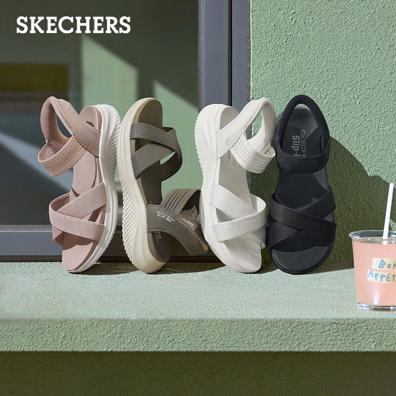 Skechers Slip-On Shoes | Slip-On Sandals for Women, New Summer Style, Soft-Soled, Height-Increasing Casual Shoes for Outdoor Wear.