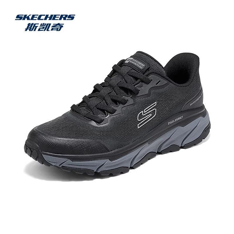 Skechers Men's Outdoor Casual Shoes, Spring and Summer New Low-Top Lace-Up Comfortable and Wear-Resistant Thick-Soled Sneakers