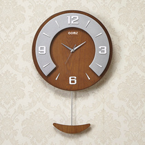 Ao Meisi modern simple living room home wall clock fashion atmospheric mute wall clock quartz clock Nordic wood clock