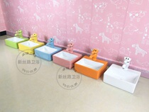 Kindergarten Hand Wash Basin Children Color Washbasin Ceramic Square Wall-mounted Wall Kids Terrace