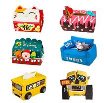 Cut-free non-woven hand DIY material package Wali Dudu school bus start cat cat paper box small strange paper tissue box