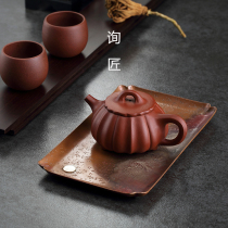 Handmade copper gilt silver pot bearing Japanese dry bubble tray tea tray pot mat tea cup holder Mat kung fu accessories accessories