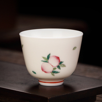 Jingdezhen pastel ivory white hand-painted tea cup ceramic master cup pure handmade cup single Cup kung fu small tea cup