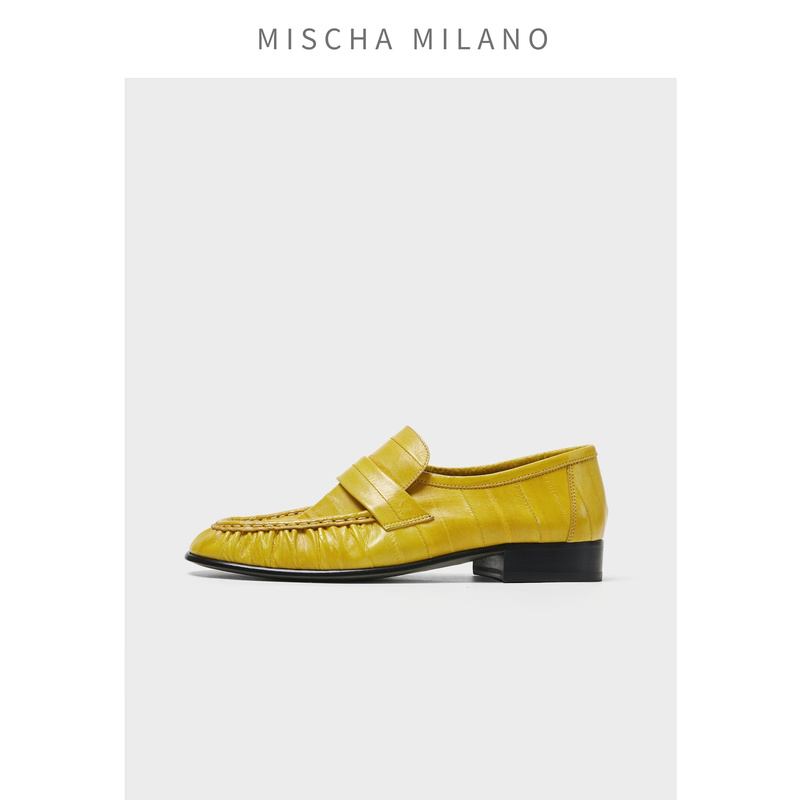Italian Mischa Eel Skin Loafers for Women 2026 Super Popular New British Style Versatile Leather Shoes