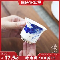 Fish play green lotus tea cup ceramic tea cup Master Cup cup tea cup small tea cup single Cup