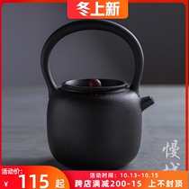 Ceramic boiled teapot black tea old Puer large capacity electric pottery boiling water lifting beam tea tea ceremony tea set Black Health pot