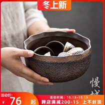 Slow city tea wash large Japanese Zen household coarse ceramic washing tea cup tea Basin built water tea water