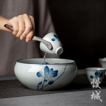 Ceramic Washed Tea Wash Home Cup Wash Pen Wash Hand-painted Retro Kungfu Basin Ware Tea Tract Accessories Spittoon Wash Tea Cup