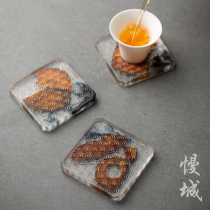 Japanese pine wood resin insulation mat tea cup mat household tea cup non-slip anti-hot tea tray kung fu tea set tea ceremony accessories