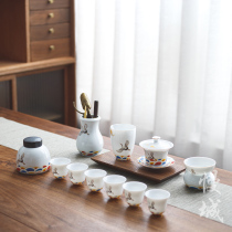 Tea set ceramic crane home kung fu tea set set tea set Bowl office guest living room