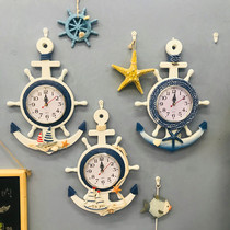 Mediterranean style creative home wall decorations wall hanging helmsman anchor clock living room personality wall clock