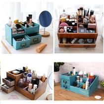 Wooden vintage lipstick dresser Skin care products Jewelry cosmetics desktop storage box finishing box Large shelf