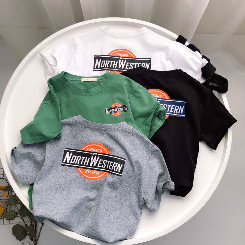 Children's new boy Summer clothes Leisure pure cotton short sleeves T-shirt 2021 Children's Han version of the baby blouses